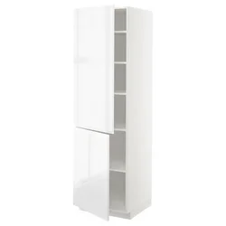 METOD Visoki element s policama/2 vrata, bela/Voxtorp v. sjaj bela, 60x60x200 cm