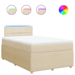 Vidaxl Box spring postelja z vzmetnico krem 120x190 cm blago