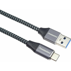 PremiumCord USB-C - USB-A 3.0 Braided Siva 0,5 m USB kabel