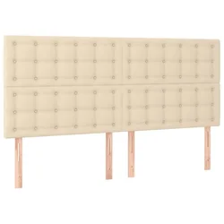 Vidaxl Vzglavje postelje kremne barve 200x5x118/128 cm blago