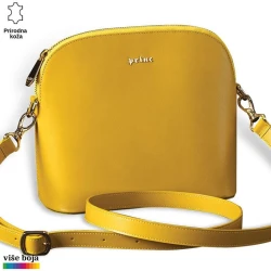 Princ Leather Ženska ovalna kožna torbica, Žuta