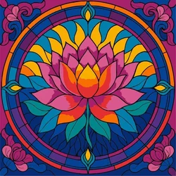 Rayher. Slikanje po številkah, Stained glass window Lotus