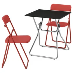 GUNDE / VIHALS Sto i 2 sklopive stolice, preklopno crna/crvena, 67x67 cm