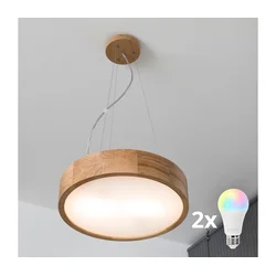 Brilagi - LED RGBW prigušiva luster CARVALHO 2xE27/15W/230V Wi-Fi, hrast, prečnik 37 cm