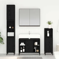 Set namještaja za kupaonicu 3 pcs Crni hrast Konstruirano drvo