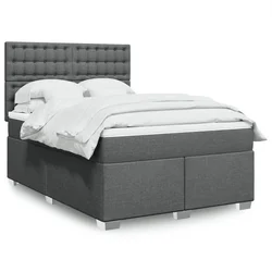 vidaXL Box spring postelja z vzmetnico temno siva 160x200 cm blago