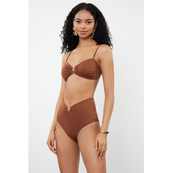 Trendyol Brown Premium Accessory High Waist Hipster Bikini Bottom