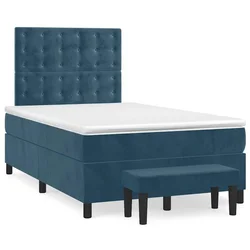 Box spring krevet s madracem tamnoplavi 120 x 200 cm baršunasti