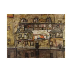 Canvas Slika na platnu House Wall on the River, Egon Schiele, 120 x 90 cm