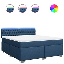 Vidaxl Box spring postelja z vzmetnico modra 180x200 cm blago
