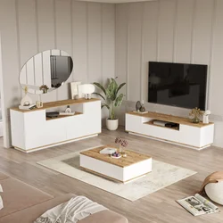 Hanah Home Set TV Komoda i klub sto Bež-Beli