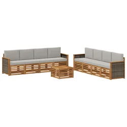 Set vanjskih sofa 9 kom. Prirodna i svjetlosiva
