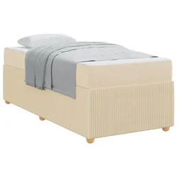 Vidaxl Konstrukcija postelje z vzmetnico krema 80 x 200 cm blago