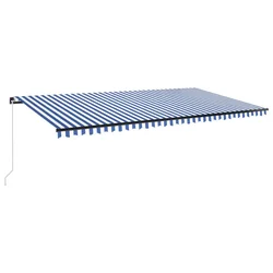 Tenda na ručno uvlačenje s LED svjetlom 600x300 cm plavo-bijela