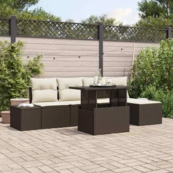 vidaXL vidaXL set vrtne sedežne garniture set 6 Rjava Ratan, (22065271)