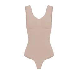 cfab Oblikovanje postave Tank Bodysuit Sculpting Shapewear mit String bež