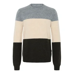 BLEND Pulover BHBRANKO kremna/golobje modra/temno zelena