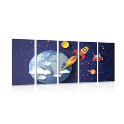 5-delna slika veselo v vesolje - 150x75