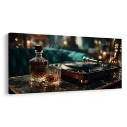 Slika sproščenost z viskijem in vinilko - 100x50