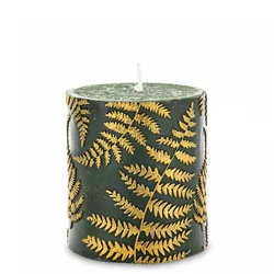 Sveča Fern Cylinder Majhna Zelena Šampanjsko Kremna 8x7x7
