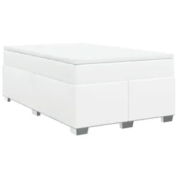 Vidaxl Box spring postelja z vzmetnico bel 120x190 cm umetno usnje