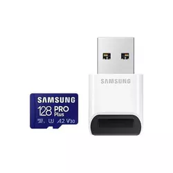 SAMSUNG PRO PLUS MicroSDXC 128GB U3 + Card Reader MB-MD128KB