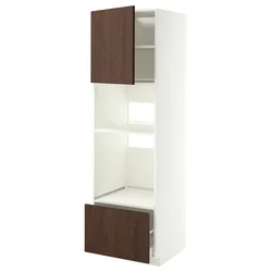 METOD/MAXIMERA Visoka omara za vgrad gspd aparate, bela/Sinarp rjava, 60x60x200 cm