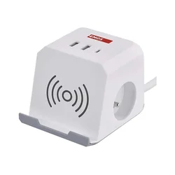 Produžni kabl kocka sa bežičnim QI punjenjem 2Z +2xUSB-A+1xUSB-C 2m bela