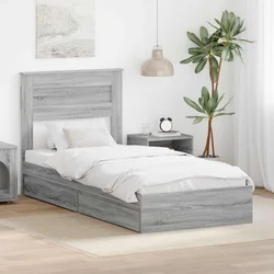 Krevet s od storage Siva Sonoma 90 x 200 cm Konstruirano drvo