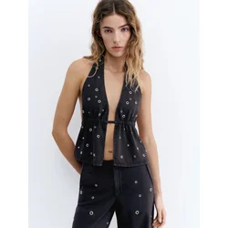 Pull&Bear Majica CAMISETA PACIFIC  črna
