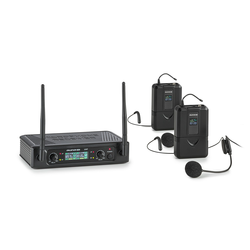 Auna Pro UHF200F-HB, set dvokanalnih UHF bežičnih mikrofona, prijemnik, ručni mikrofon, odašiljač