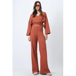 Trend Alacati Stili Ženski komplet bluza i pantalone Alc-X12498, Narandžasti