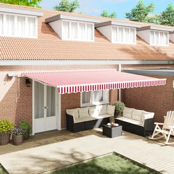 Skrovita tenda Crvena i bijela 500 × 300 cm Tkanina i čelik