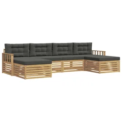 Setovi sofa 6 pcs Bijela i antracit Čvrsto drvo akacije