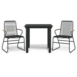 3-dijelni vrtni blagovaonski set od PVC ratana crni