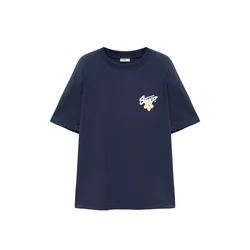Pull&Bear Majica mornarska / limonino-rumena / bela