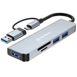 Hub postaja Techsuit DataBridge 5v1 (H7) USB-C - USB-A 3.0, 2x USB-A 2.0, SD/TF - gray