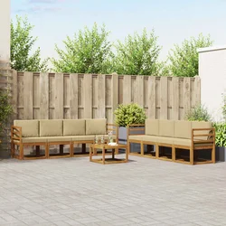 Set vanjskih sofa s jastukom 9 pcs Prirodna i bež