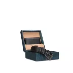 Coveri Muški Set kožni novčanik i Kaiš C-1030, Crni