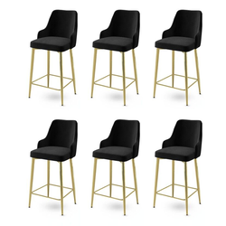 Hanah Home Set barskih stolica Enox, 6 komada, Crno-zlatni