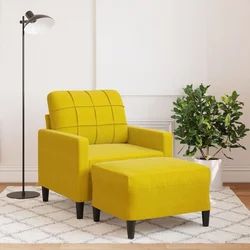 Fotelja s tabureom žuta 60 cm baršunasta