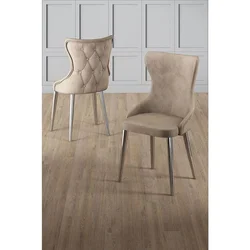 Hanah Home set trpezarijskih stolica Alpa 8 kom, kapućino tkanina Babyface, hromirane metalne noge