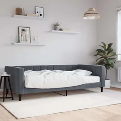 Dnevni krevet s madracem tamnosivi 100 x 200 cm baršunasti