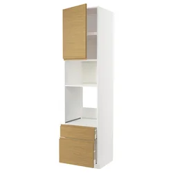 METOD / MAXIMERA Visoki element za ugradne uređaje, bela/Voxtorp im. hrastovine, 60x60x240 cm