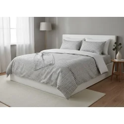 Tekstilshop Pamučna posteljina Zigzag Premium, 200x200 cm, Siva