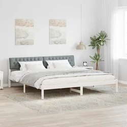Okvir kreveta s uzglavljem Bijela i svijetlosiva 200 x 200 cm