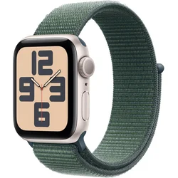 Apple Watch SE (2nd Gen) [GPS 44mm] Smartwatch with Starlight Aluminum Case with Lake Green Sport Loop One Size. Fitness and Sleep Trackers, Crash Detection, Heart Rate Monitor, Carbon Neutral