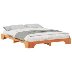 Vidaxl Konstrukcija postelje Rjava 160 x 210 cm Masivno borovo les