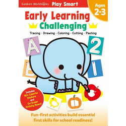 Play Smart Early Learning: Challenging - Age 2-3: Pre-K Activity Workbook: Learn Essential First Skills: Tracing, Coloring, Shapes, Cutting, Drawing,