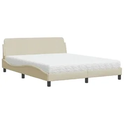 Vidaxl Postelja z vzmetnico Dover krem 160x200 cm blago